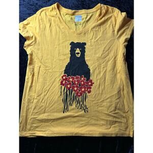 Marushka Yellow Graphic T-Shirt Bear with Flowers XL